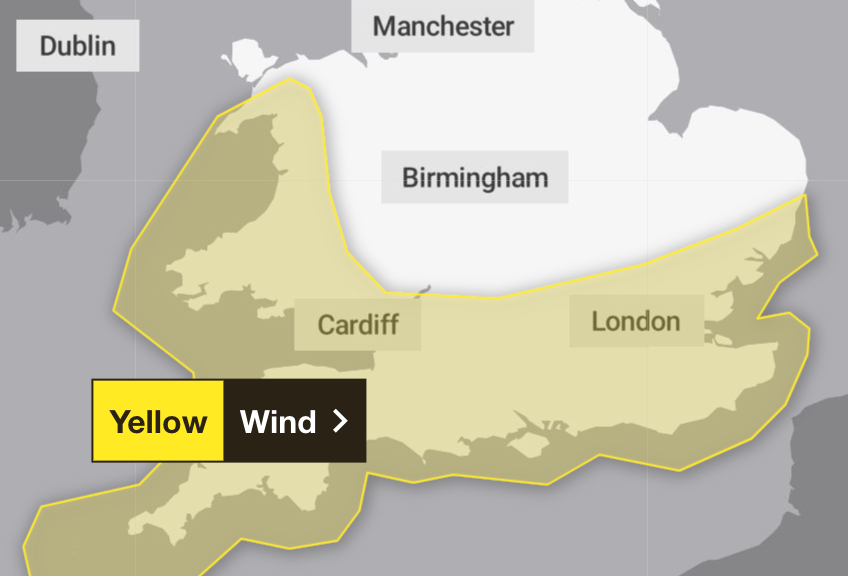 A warning for wind will remain in force until Tuesday at 6am (Met Office)