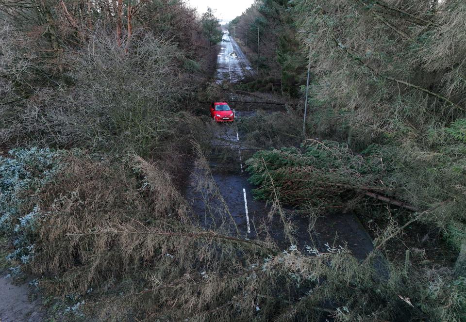 The car was left stranded following vicious windspeeds in Scotland (Andrew Milligan/PA Wire)