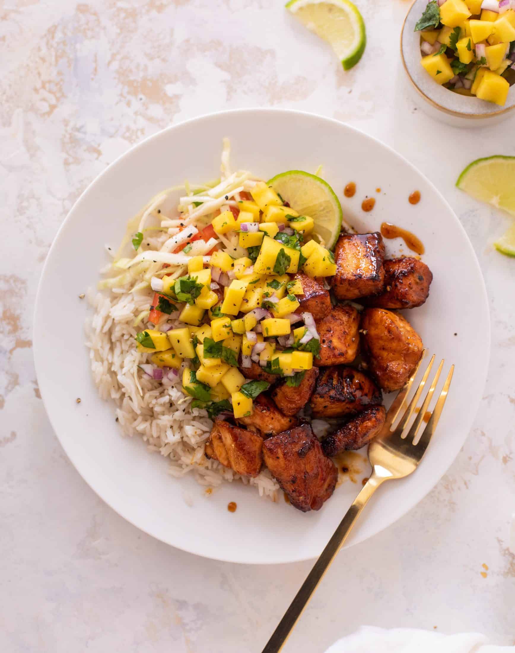 maple chipotle salmon bites