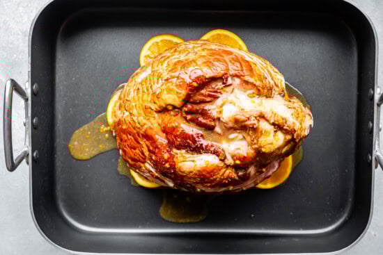 ham on baking dish