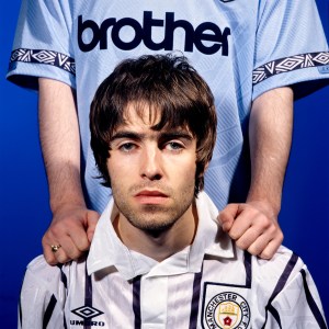 Noel and Liam Gallagher of British rock band Oasis at Sly St Studio, East London, 8 May 1994