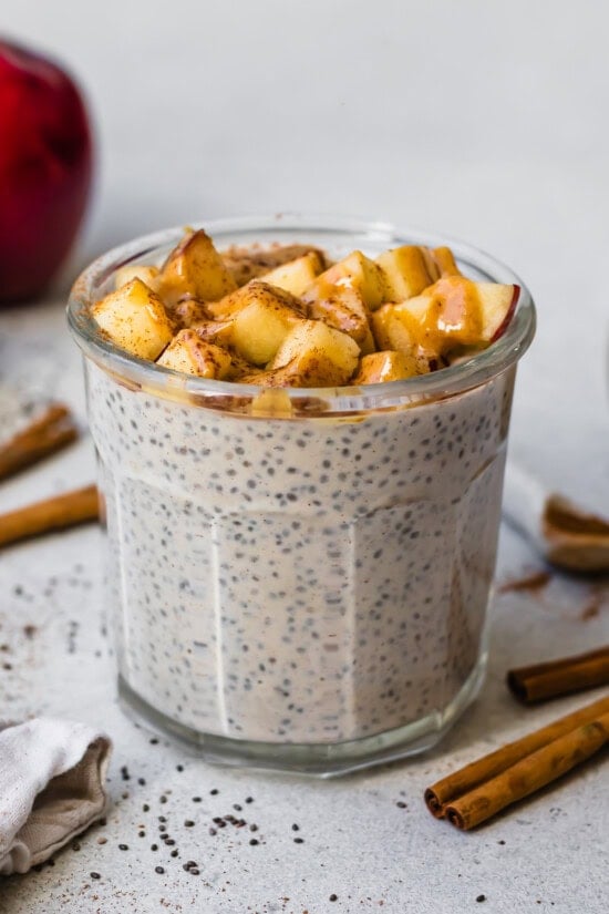 Chia Pudding with Apples and Peanut Butter