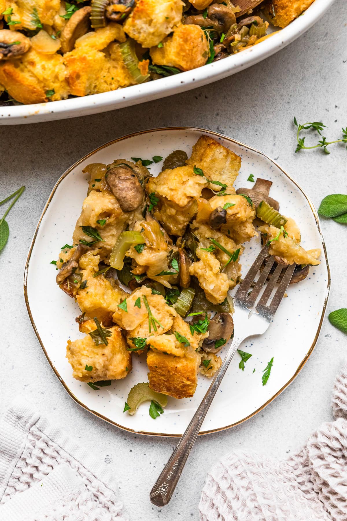 Sourdough Stuffing on a plate